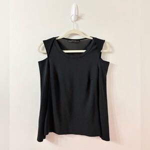 🐈‍⬛ ALL SAINTS Cold Shoulder Top Mesh Detail Womens M Quiet luxury Dark Feminine